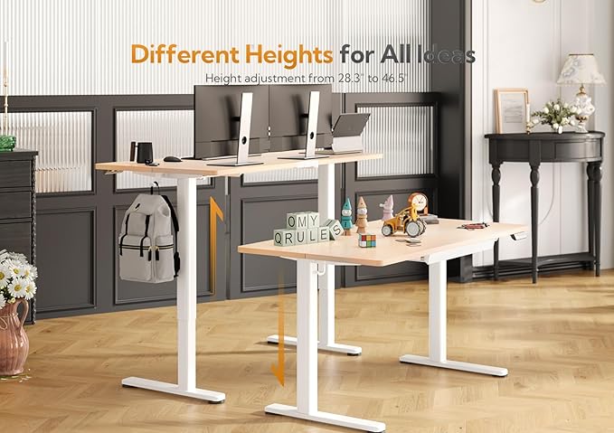 Claiks Standing Desk with Drawers, 48x24 Inch Stand Up Electric Adjustable Height Sit Stand Desk for Computer Workstation, Natural