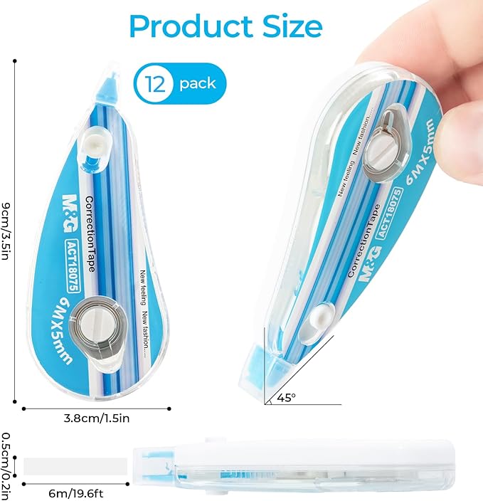 M&G 12 pack Correction Tape，19.7 feet correction tape, Easy to Use Applicator for Instant Corrections, Office Products