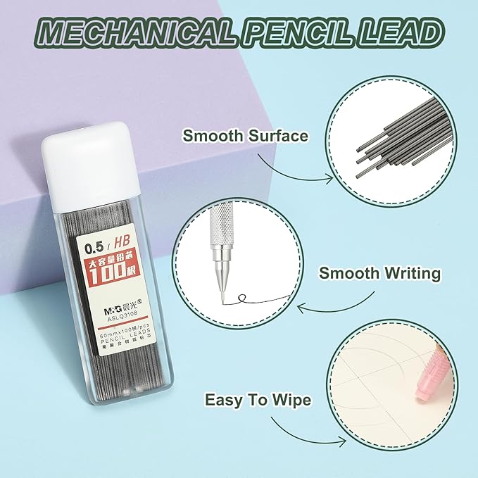 PATIKIL 600Pcs 2B Mechanical Pencil Lead, 0.5mm Black Lead Refill Break Resistant Pencil Refills for Writing Supplies, White