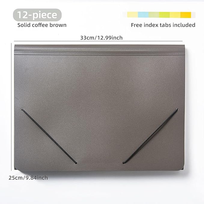 Expanding File Folder with Tabs, 13 Pockets File Organizer Accordion File Holder ，with Elastic Buckles Closure, A4 Paper Document Organizer for Home School Office (1, Black)