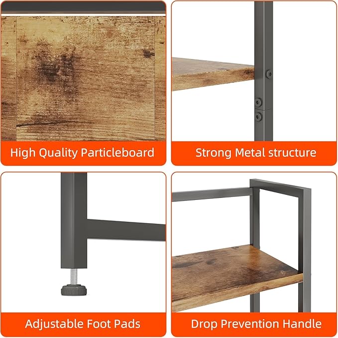 Desk Shelf with Drawer, 41.3" Desktop Organizer Shelf, Desk Hutch for Computer Monitor Max 32", 3 Tier Desktop Display Rack, Wooden Desk Top Bookshelf Storage Rack for Home Office Dorm, Rustic Brown