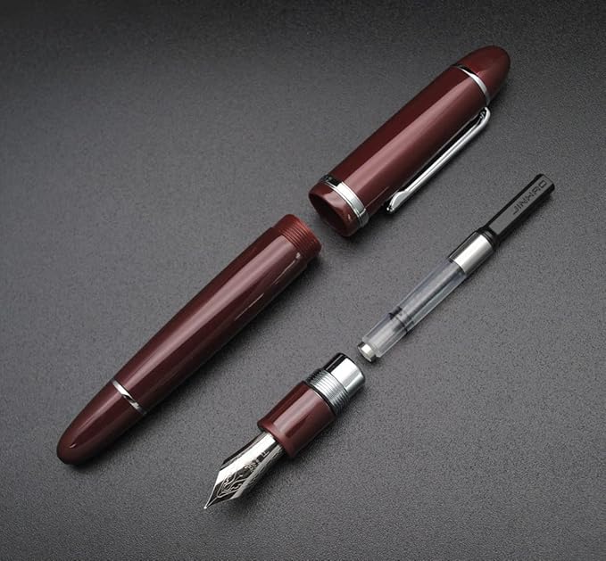 JINHAO X159 Fountain Pen (F Nib 0.5mm, Wine Red with Silvery Clip)