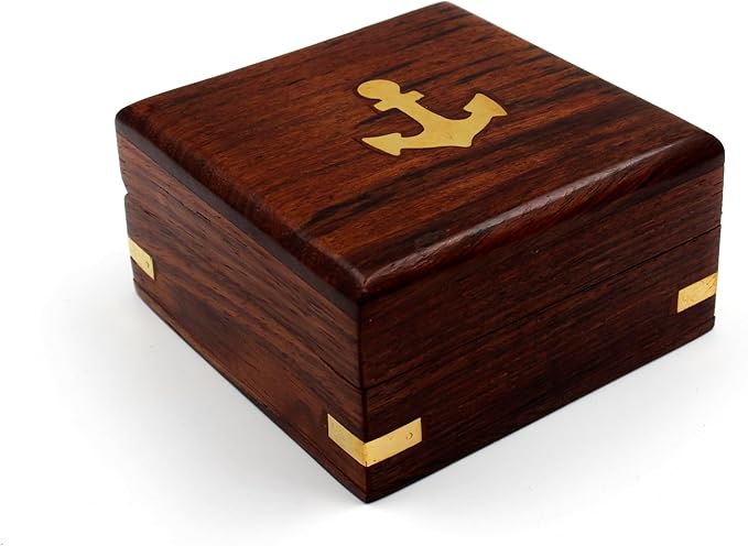 US HANDICRAFTS Listen to Your Heart Engraved Brass Compass | Portable Sentimental Son Birthday, Graduation, Confirmation Gift | Pocket Compass with Wooden Case with Case