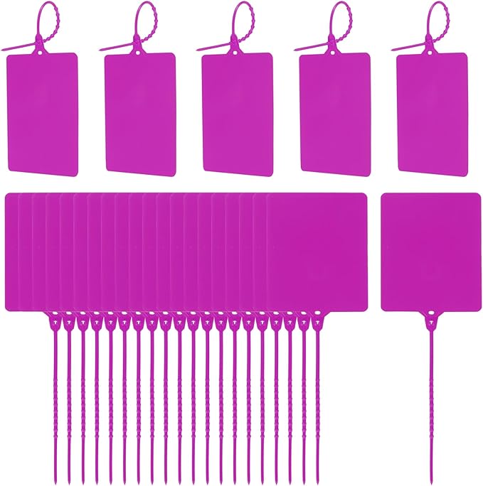 MECCANIXITY Plastic Seals Shipping Tags, for Basket Labels Cable Labels Tags Product Identification Tags, Logistics Marking, Outdoor Tagging, 3.1x3.9 Inch Purple 100Packs