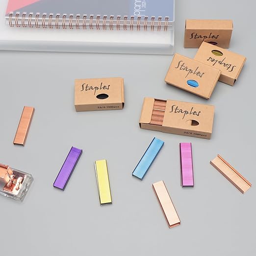 NatSumeBasics 6000 Colored Staples Colorful 26/6 Standard Staple for Desk Manual Stapler Refill, 1000 Per Color, for Office Supplies Accessories (Colorful)