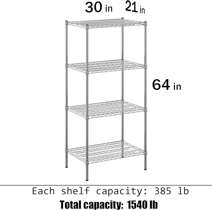 Regal Altair 21" Deep x 30" Wide x 64" Height Wire Shelving Kit | 4-Tier | NSF Commercial Storage Rack Unit