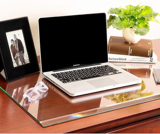 Clearly Innovative Premium Tempered Glass Desk Pad | 20" x 30" Desk Protector | 1/4" Thick Clear Blotter with Exclusive Beveled Edge | Ultimate Office Elegance