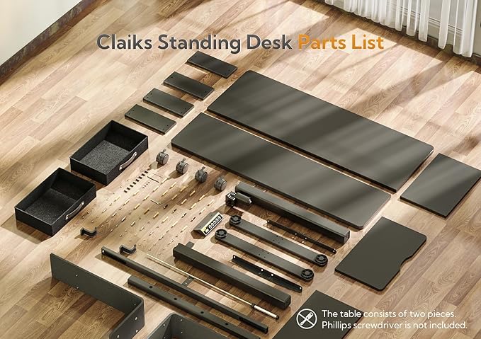 Claiks Standing Desk with Drawers, Stand Up Electric Standing Desk Adjustable Height with Storage Shelf and Splice Board, 55 Inch, Black