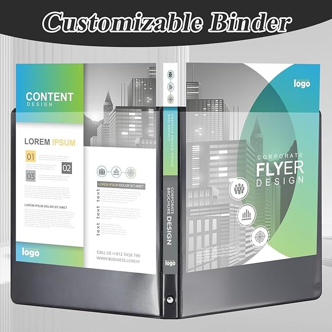CIXILDTS 1-inch Round Ring Binder, Durable 1" 3 Ring Binder Fit Letter Size Paper, Black, 24-Pack