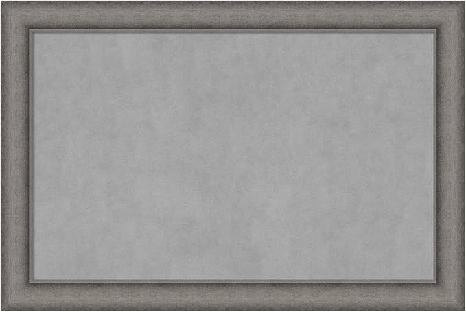 Amanti Art Grey Framed Magnetic Board 24x36 Large Vision Board for use with Magnets, 100% Metal Sheet to Display Items as Office Decor or for Home Organization in mudroom, Kitchen or Kids Room