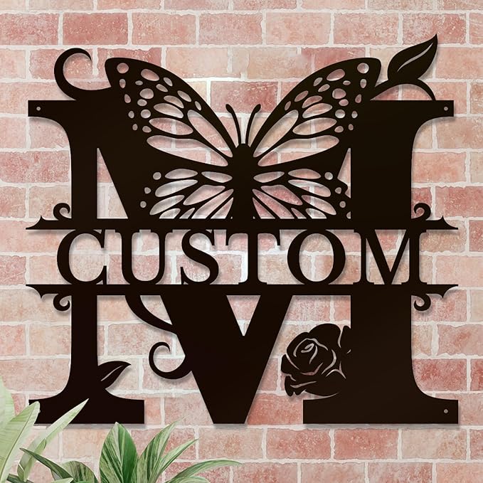 Personalized Custom Letter Name metal Signs,Custom Black Letter Monogram Wall Art Decor,Metal Signs Plaques Outdoor wall Decorative Signage (M)