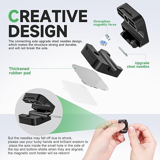 6 White Magnetic Cable Clips,Under Desk Cable Management,Cord Holder for Nightstand Home Office Car Phone Wall,2025 Adhesive Cord Organizer[0.45" in Ht Save Space/Versatile for Wire Up to 0.27" OD]