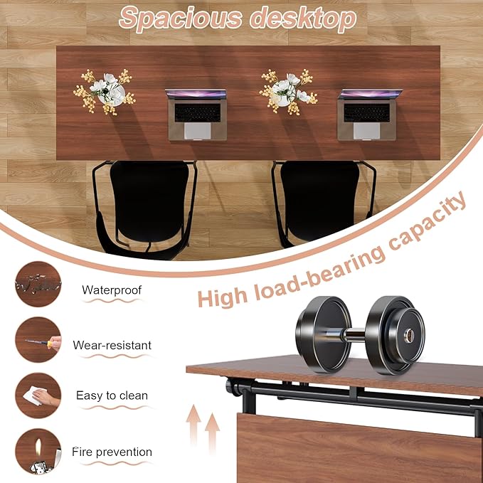 Conference Table Flip Top Mobile Conference Room Tables,Folding Conference Table with Wheels,Large Meeting Training Seminar Table Saving Space for Office Classroom(6D,47.2'')