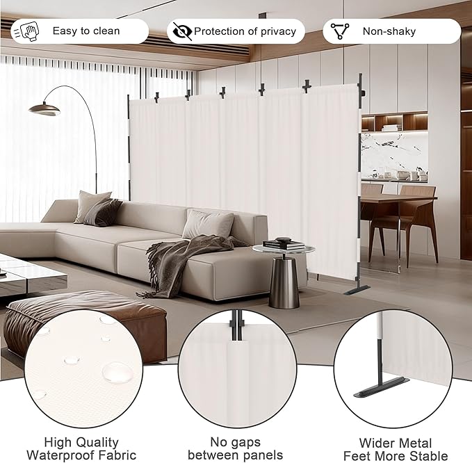 Kecreque 6 Panel Room Divider,6ft Folding Screen Portable Wall Partition Room Divider with 4 Metal Feet,Privacy Screen Indoor Doubles as a Cubicle Wall,Suitable for Bedroom Dressing Room Office