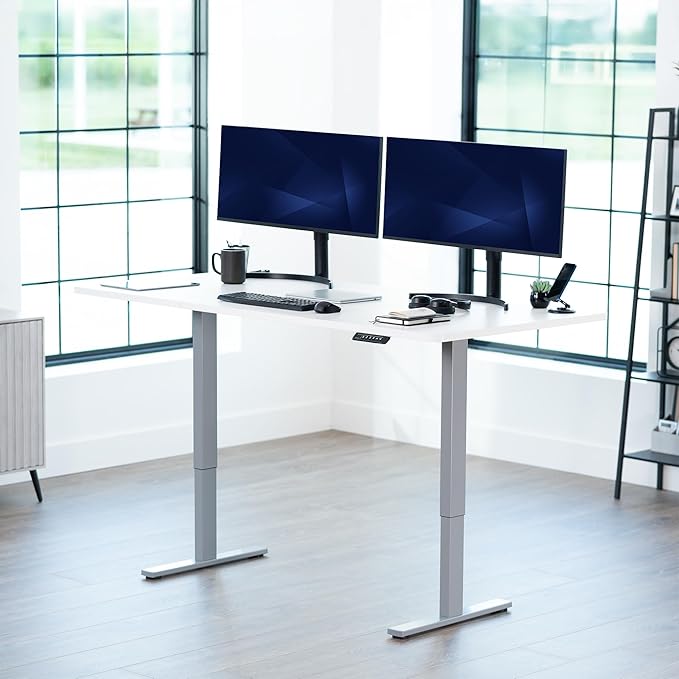 VIVO Electric 71 x 36 in Standing Desk, Memory Height Adjustment, 1B Series, Holds 220 lbs, White Top Gray Frame, DESK-KIT-1G7W-36