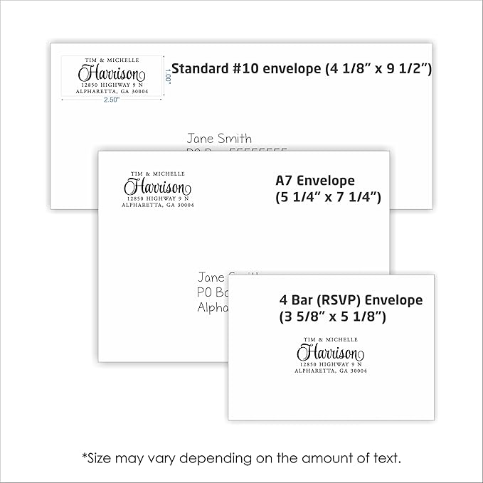 PrettySweetParty Self Inking Return Address Stamp - Custom 4 Line Personalized Address Stamp for Envelopes, Wedding Invitations, Business, Mailing Labels (Harrison)