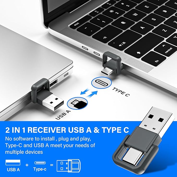Presentation Clicker with Air Mouse - USB C Wireless Presenter Remote Clicker with Light Pointer, RF 2.4GHz PowerPoint Clicker for Presentation, Computer Pointer Clicker Slide Advancer for Mac,Laptop