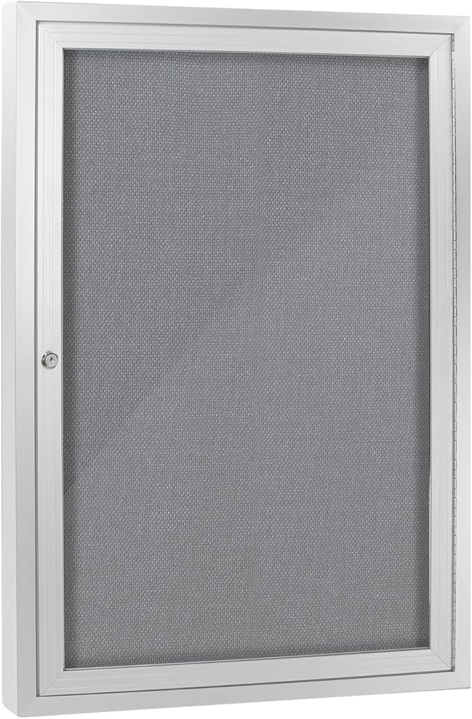Enclosed Bulletin Board with Locking Door, Outdoor Bulletin Board Weatherproof, Lockable Display Case for Home, Office, and Community Use(23.6“L x 35.4" W Gray)