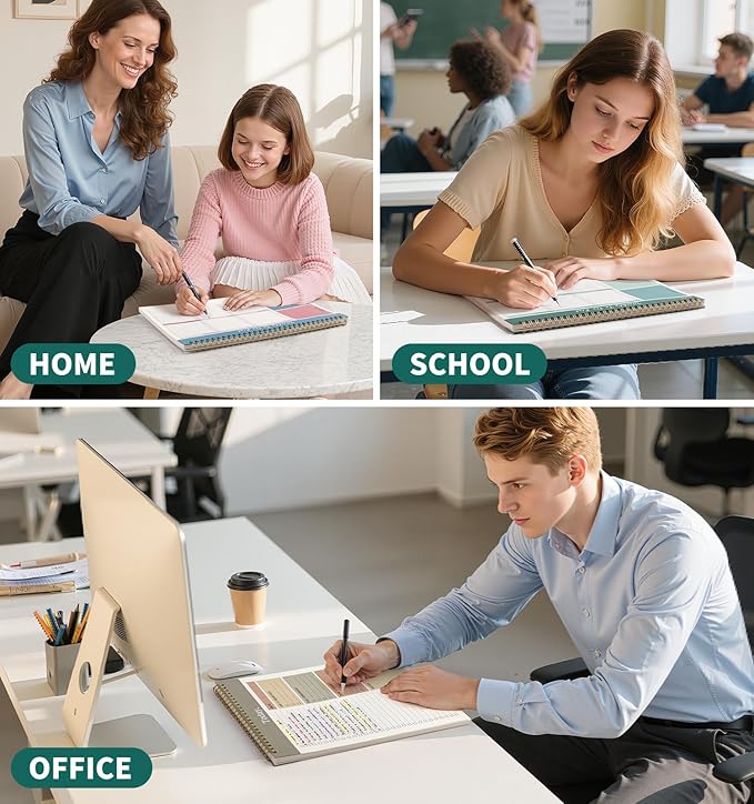ALKALO 104 Pgs Weekly To Do List Notepad, 52 Duplex-Printed Undated Sheets 100 GSM（8.5"×11") Weekly Desk Planner For Work Home School Office Desk Accessories Supplies & Goal Setting Tasks - Green