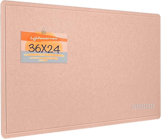 Bulletin Board, 36 x 24 inches Felt Board - Decorative Pin Board, Cork Board Alternative for Wall, 3' x 2' Foldable Self-Adhesive Vision Board Prayer Board with 20 Pushpins - Mauvey Pink