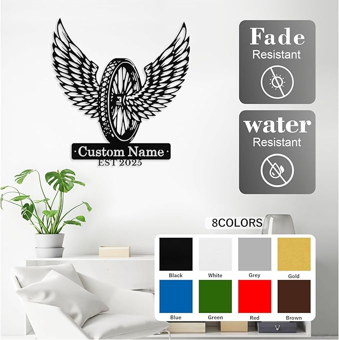 Custom Motorcycle Wheel Metal Signs Personalized Biker Name Sign Custom Garage Decor Motorbikes Wall Art Decor Motorcycle Sign Men Room Decorate Gifts for Men Husband Rider