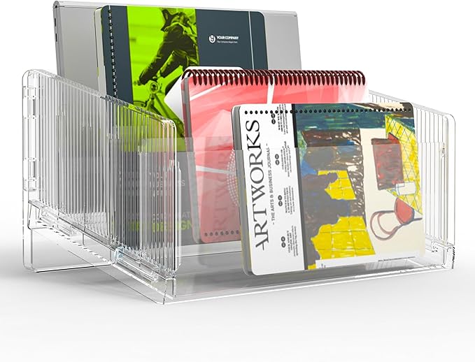 Cuukie File Sorter Organizer, 5 Sections Acrylic Letter Tray for Desk, Mail Organizer Letter Holder for Envelopes, Mail, Electronics 2Pack 2PCS