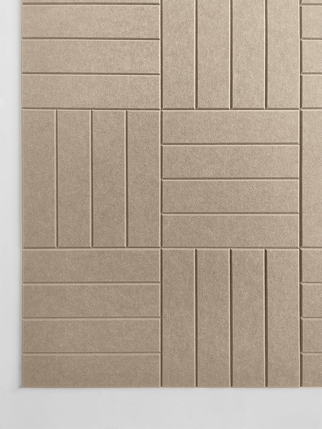 DECORITA Felt Bulletin Board Tiles | Modern Cork Board Alternative | Large Cork Boards for Walls | Aesthetic Felt Wall Panels for Office & Home Decor | Pinboard & Photo Board (12-Pack) | Camel