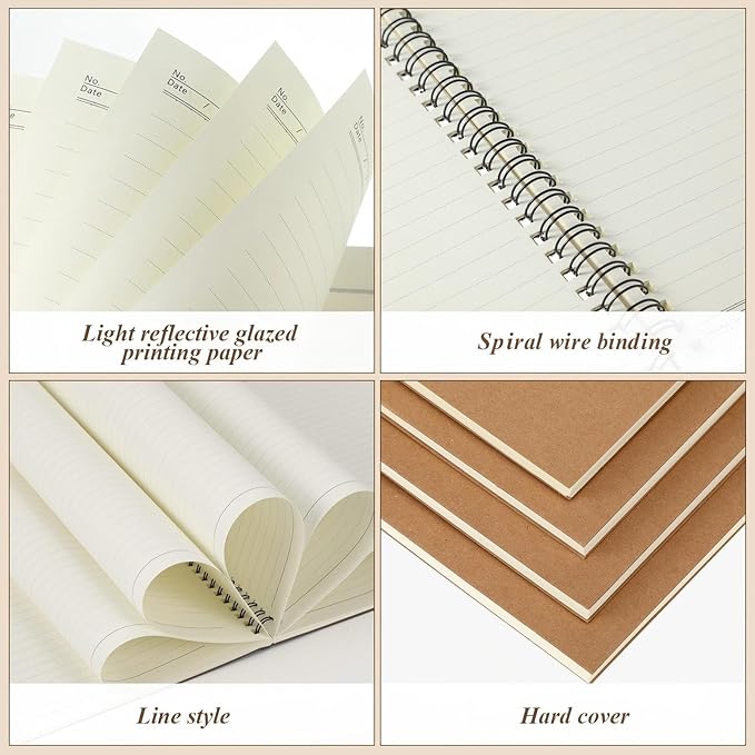 Leelosp 12 Pack Small Spiral Notebook 5 x 7 Inch Lined College Ruled Spiral Journal Wire Bound Notebook Kraft Cover, 120 Pages for Work Students Office Business(Brown)