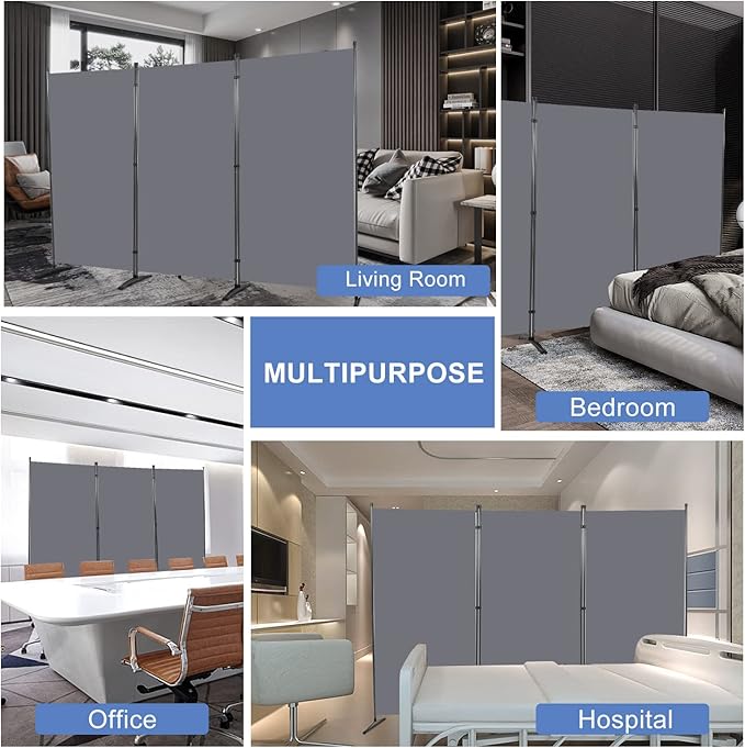 Room Divider 6FT Folding Privacy Screens, 3 Panel Partition Room Dividers w/Freestanding Design, Portable Wall Divider for Room Separtation, Fabric Screen Panel for Home Office Bedroom Dorm