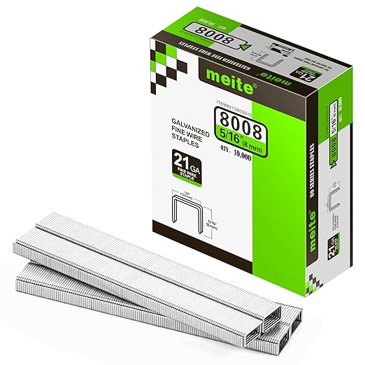 meite 21 Gauge Upholstery Staples, 1/2-Inch Crown with 5/16-Inch Length Galvanized Heavy Duty Staples for Staple Guns MT8016, MT8016S, and MT8016SLN (10,000 Counts)