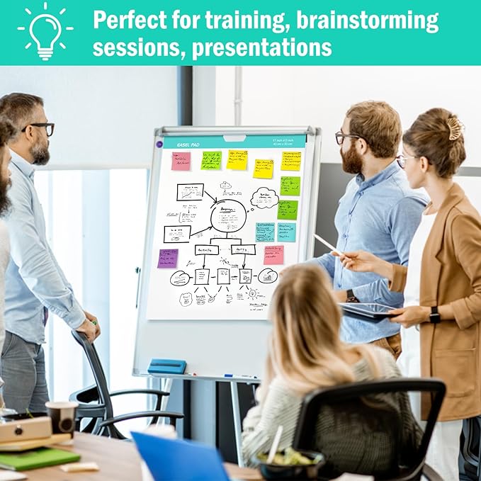 Riccioney Easel Pad, 13 x 17 In Anchor Chart Paper, 5 Pads Flip Chart Paper for Training, Presentation, Meetings, Doodling, Chart Paper for Teachers and Office, 30 Sheet/Pad (Plain)