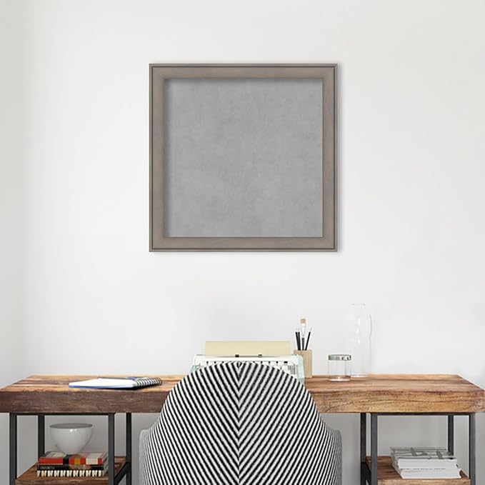 Amanti Art Grey Framed Magnetic Board 23x23 Medium Vision Board for use with Magnets, 100% Metal Sheet to Display Items as Office Decor or for Home Organization in mudroom, Kitchen or Kids Room
