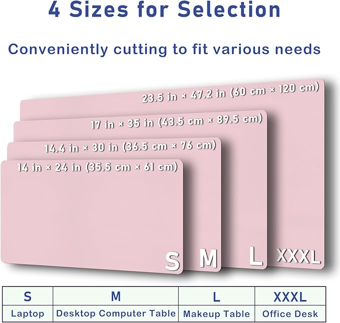Boutilon Leather Desk Pad Protector,Non-Slip Mouse Pad,Laptop Desk Pad,Office Mouse Mat,Waterproof Leather Desk Blotter,Desk Writing Pad for Office and Home (S-Light Pink,24"x 14")
