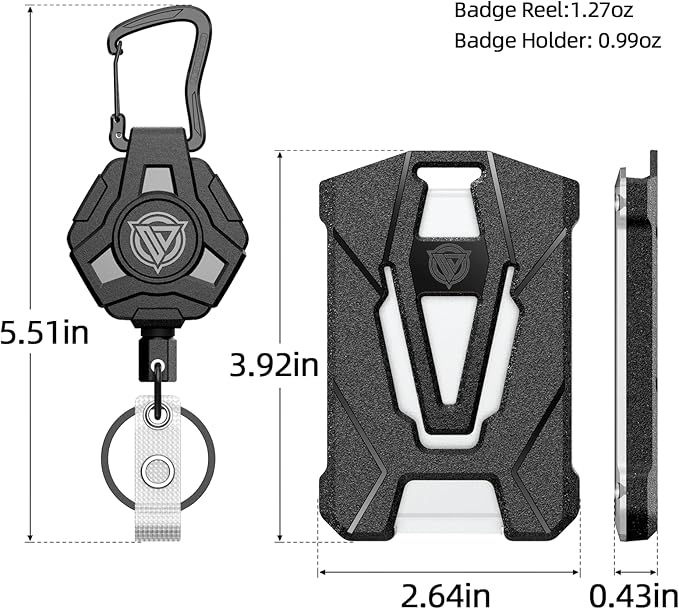 Oaridey Retractable Badge Holders, Heavy Duty Retractable Keychain with Tactical ID Card Holder (Holds 6 Cards) - 31.5” Badge Reel Key Chain