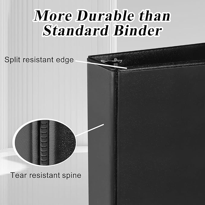 CIXILDTS 1.5-inch D Ring Binders, Fit US Letter Size Paper, 1-1/2" 3 Slant-D Ring Binder with 2 Pocekts, 12-Pack, Black