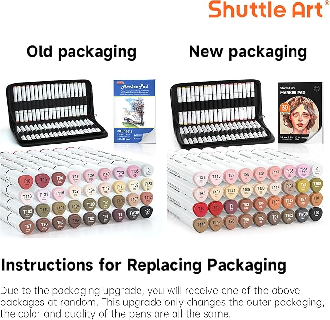 Shuttle Art 36 Colors Skin Tone&Hair Art Markers, Dual Tip Alcohol Based Marker Pen Set Contains 1 Blender 1 Carrying Case 1 Marker Pad Perfect for Kids & Adults Portrait,Comic, Anime, Manga