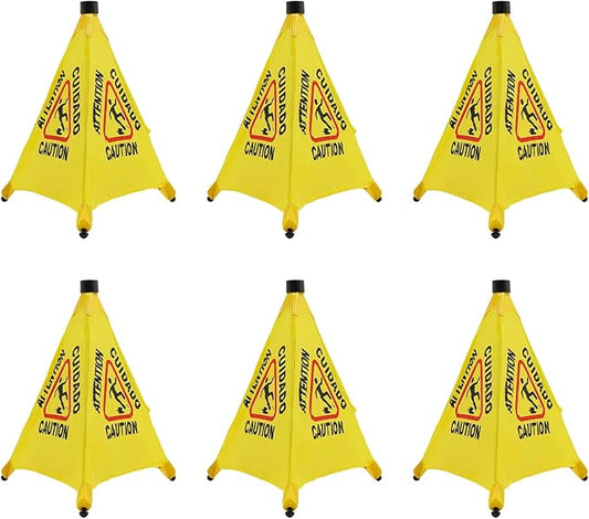 20 inch Wet Floor Sign 6 Pcs, Pop up Foldable Wet Safety Signs with Storage Tube Commercial Caution Safety Cone Pop up Caution Sign, for Stores Grocery Restaurant Restroom Office Hotel (6)
