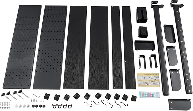 Dlinanta Clamp-On Pegboard Desk Organizer, 2-Tier Clamp On Desk Shelf with Hooks, Office Accessory Organizer for Books, Office Supplies & DIY Storage, 16.5lbs Capacity, 39.37" x 37.4", Black
