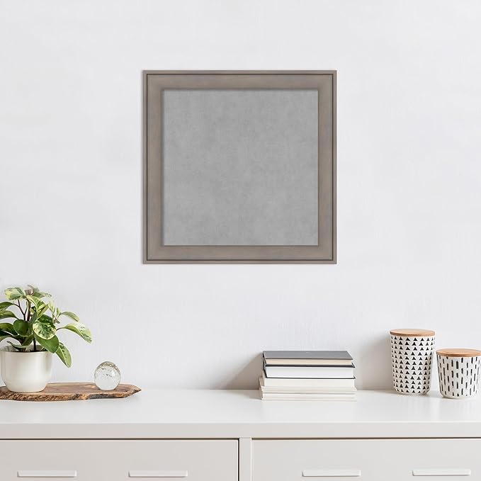 Amanti Art Grey Framed Magnetic Board 19x19 Small Vision Board for use with Magnets, 100% Metal Sheet to Display Items as Office Decor or for Home Organization in mudroom, Kitchen or Kids Room