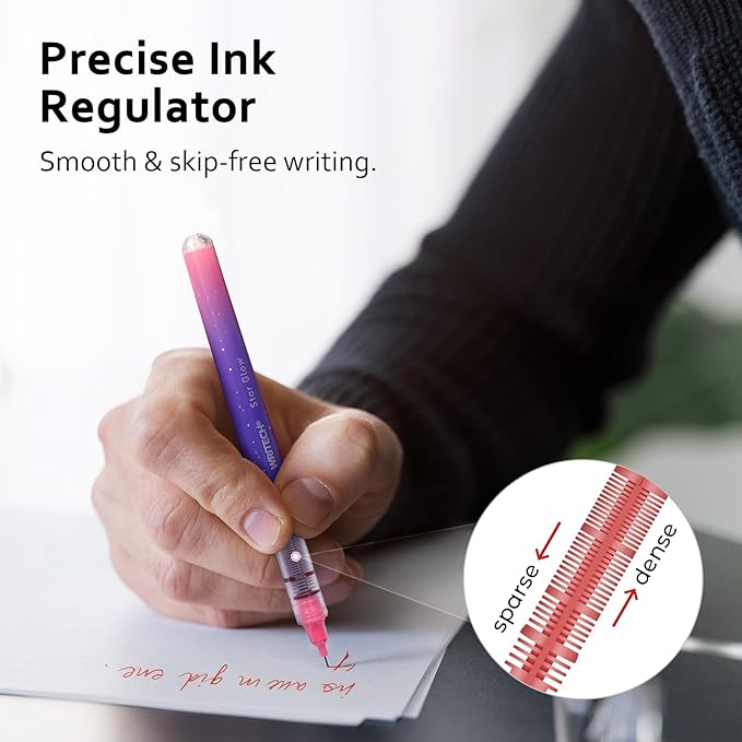 WRITECH Liquid Ink Rollerball Pens: 8ct Assorted Colors Extra Fine Point Tip 0.5mm Roller Ball Rolling Pen for Smooth Writing Coloring Drawing Journaling No Bleed & Smear &Smudge Multi Colored.