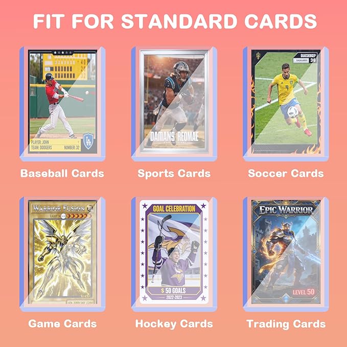 100ct 3"x4" Hard Card Sleeves - 100pt Hard Plastic Trading Card Protector, Rigid Card Sleeve, Clear Open-Top Card Sleeve Fits Thick Cards Such as Baseball, Soccer, Basketball, Hockey, Game Cards