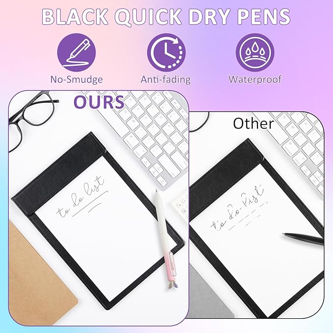 ZJEOSO Gel Pens Fine Point,6 Pcs 0.5mm Quick Dry Black Ink Pens Fine Point Smooth Writing Pens,With Aesthetic Gradient Cute Office School Supplies Gifts for Women,With 10 pen cores