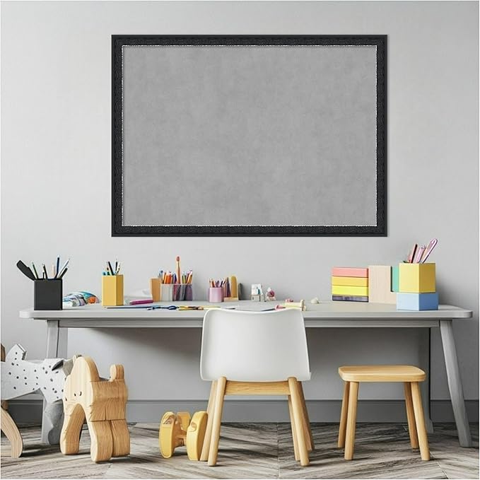 Amanti Art Black Framed Magnetic Board 22x30 Medium Vision Board for use with Magnets, 100% Metal Sheet to Display Items as Office Decor or for Home Organization in mudroom, Kitchen or Kids Room