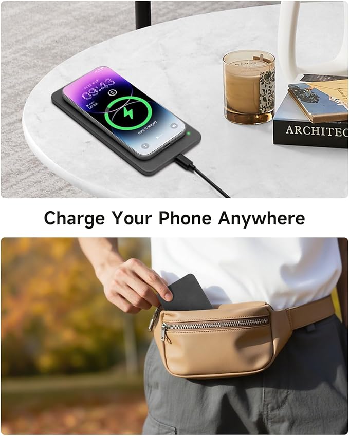 Valet Tray, Built in Wireless Charging Pad, Nightstand Organizer, Two-Toned Premium Vegan Leather Desk Bedside Caddy Organizer Tray for Keys, Watch, Wallet, Jewelry (Black+Green)