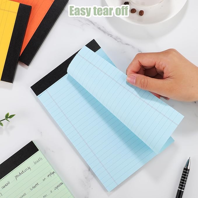 Thboxes 8 Packs Small Note Pads 5x8, Color Legal Pad 5x8 College Ruled Small Legal Pad Perforated Lined Writing Pads for Home, Study, Office, To-Do Lists, 50 Sheet/notepad, Multicolor