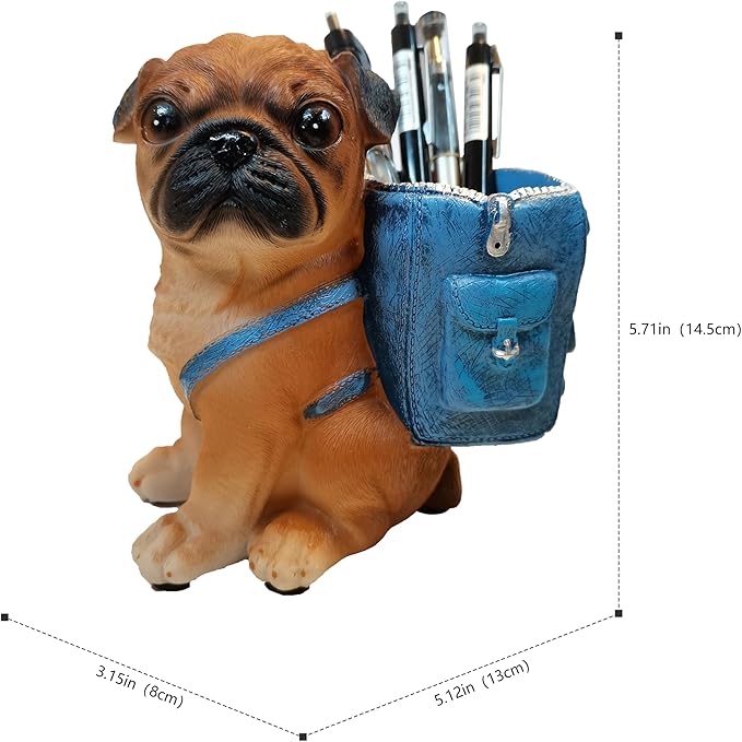 Photour Cute Dog Pen Holder for Desk ，Pen Pencil Cup Creative Desktop Pen Organizer Pencil Cups Unique Desk Accessories Decor for Home Office School Gift for Dog Lovers (Pug)