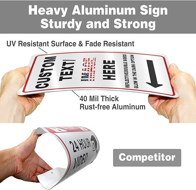 Custom Sign Left or Right Arrow, Glow in the Dark/Reflective Option, Personalized Metal Address Plaque, Customize for Business Logo, Office, Home, Yard, Outdoor 10''x7''