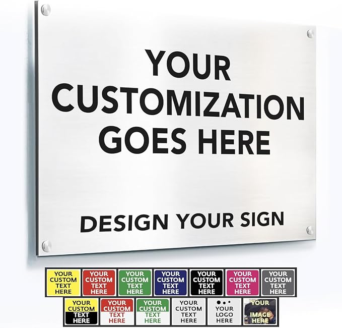 Custom Outdoor Metal Business Signs, Personalized Aluminum Signs, White Aluminum (White, 14x10 In)