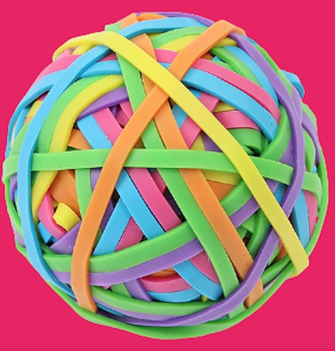 Activave Round Ball Rubber Band Elastics 170 to 180 pcs Colorful Rubber Bands Stretchable Rubber Bands Stationery Holder Elastic Loops, Arts and Crafts, Document Organising, Stocking Fillers one ball