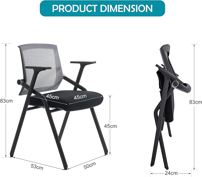 BLANEDUO Conference Room Chairs, Folding Office Desk Chair with Lumbar Support and Sliding Armrest, Stackable Office Guest Chairs & Reception Chairs(8 Pack)